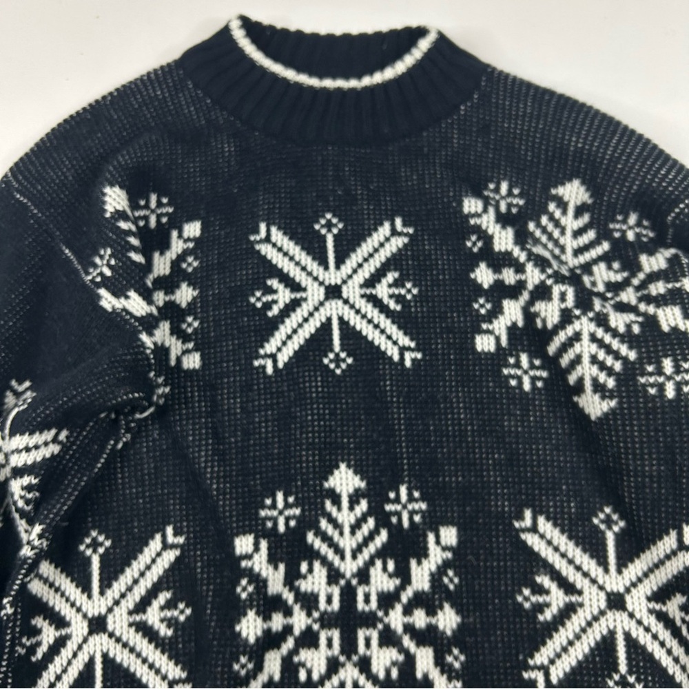 Vintage 80s Ricki Miss Erika INC Snowflake Winter Sweater Knit Turtleneck RARE